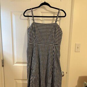 Gap Gingham Linen-Blend Fit & Flare Cami Dress
